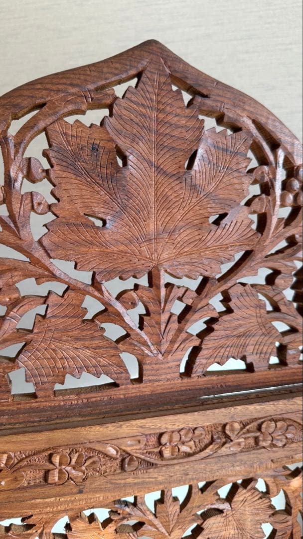 木製彫刻パーテーション 4つ折り