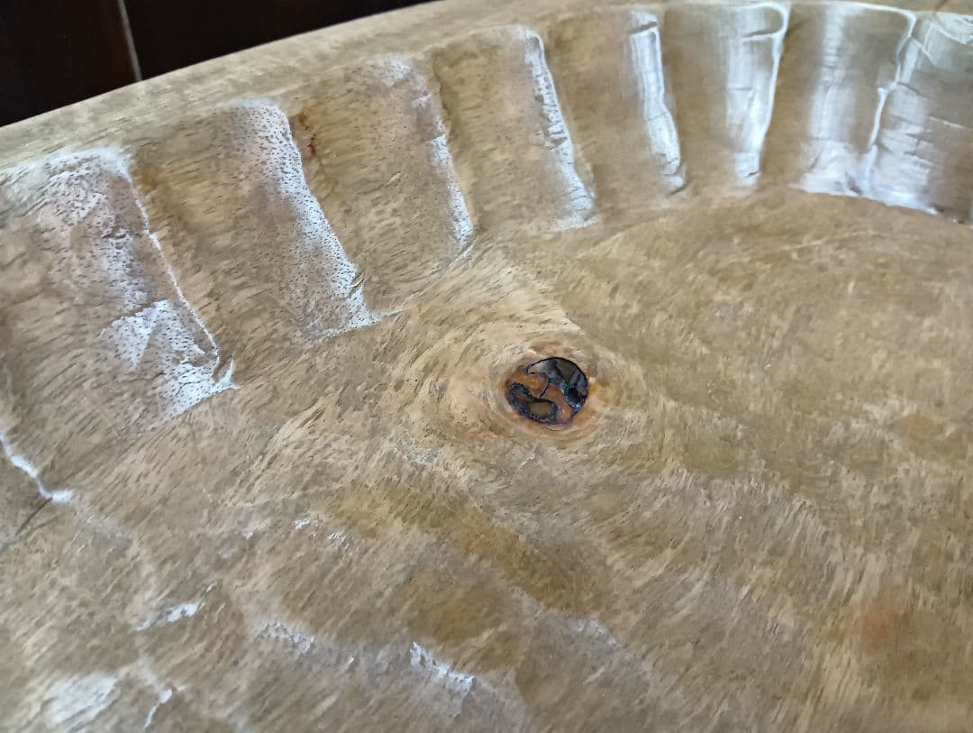 希少　1960's　オールドチーク　無垢材　ウッドカービング　バスケット　トレイ