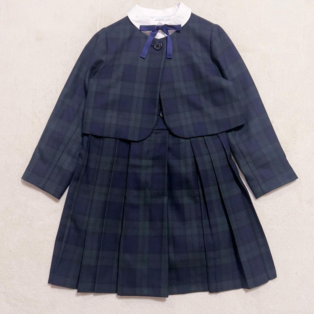 グリーンレーベルリラクシング フォーマルセット　女の子　チェック　125cm 緑