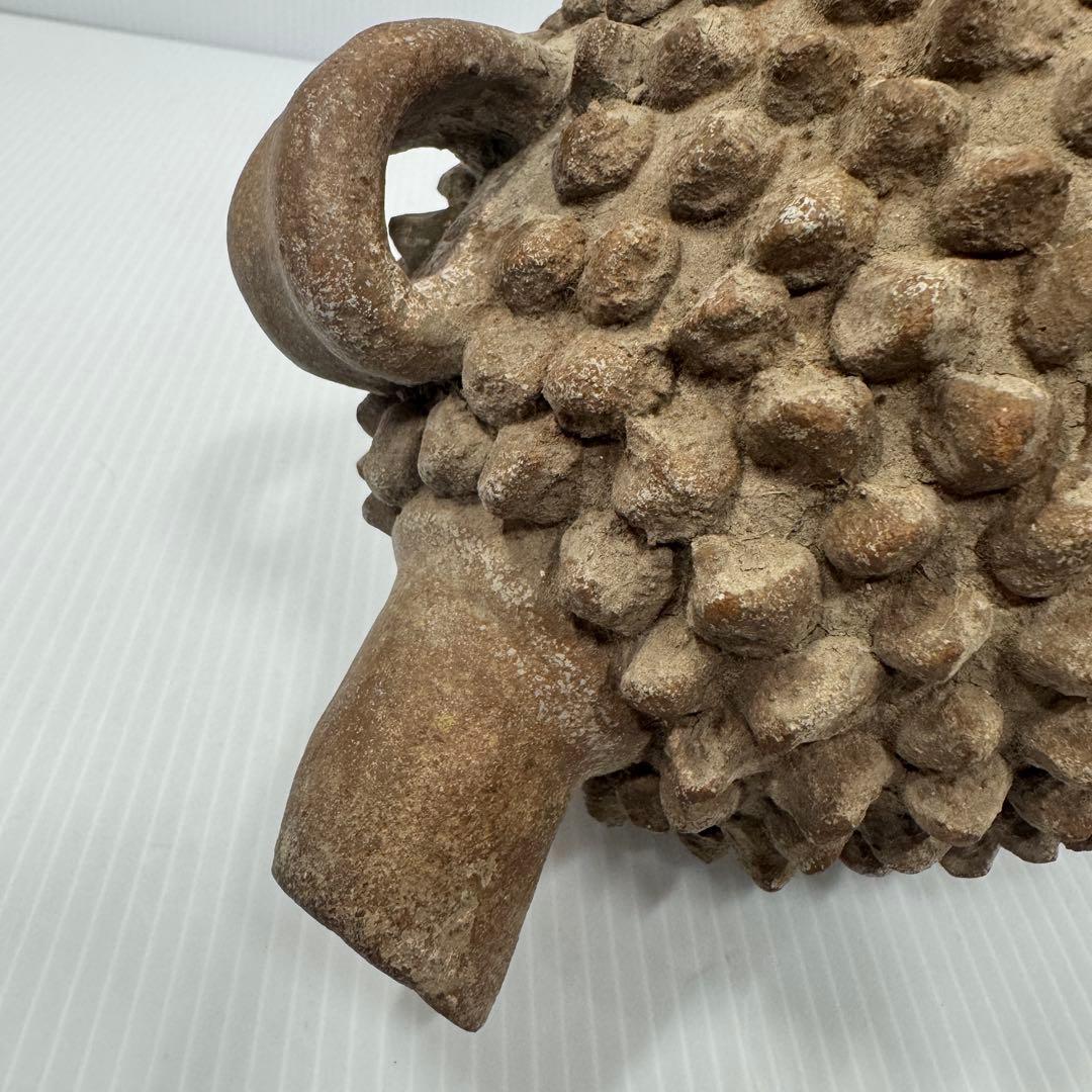 【希少】 アフリカ民芸風 ドリアン 土器 一輪挿し プリミティブアート オブジェ