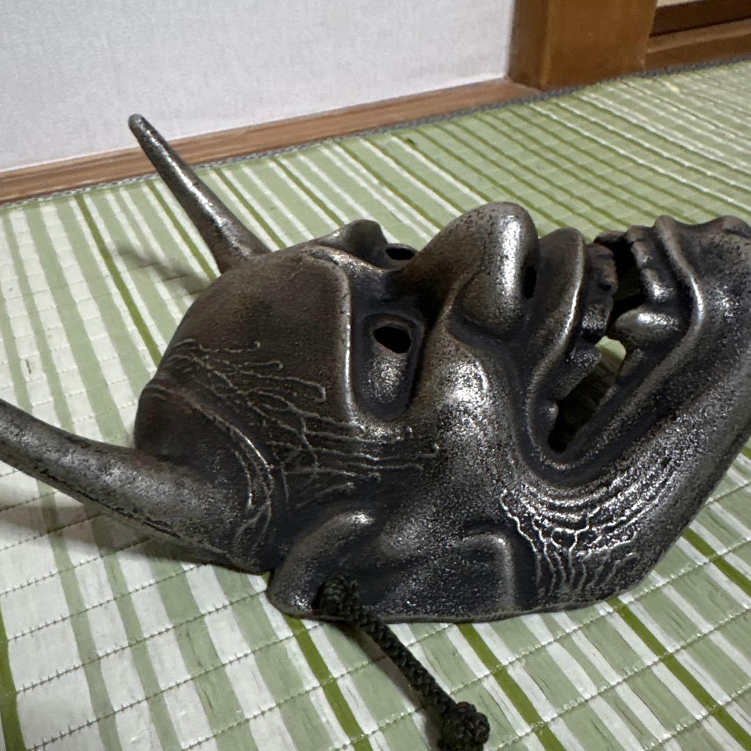 お面　能面　般若　鬼　はんにゃ　伝統工芸　神楽面　壁掛け　置物　角　合金 魔除け