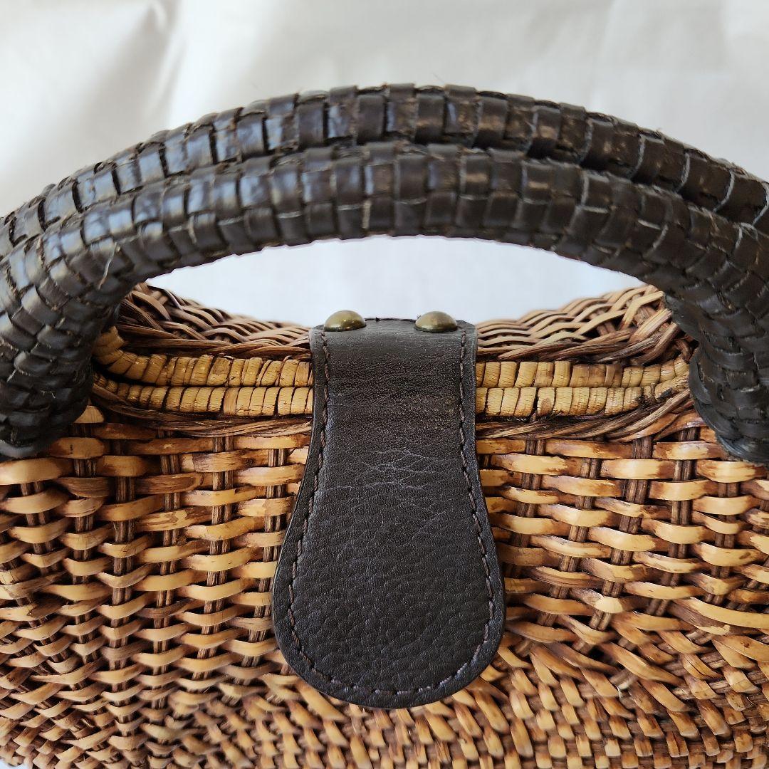 未使用　アテンペ　かごバッグ　ラタン　レザー