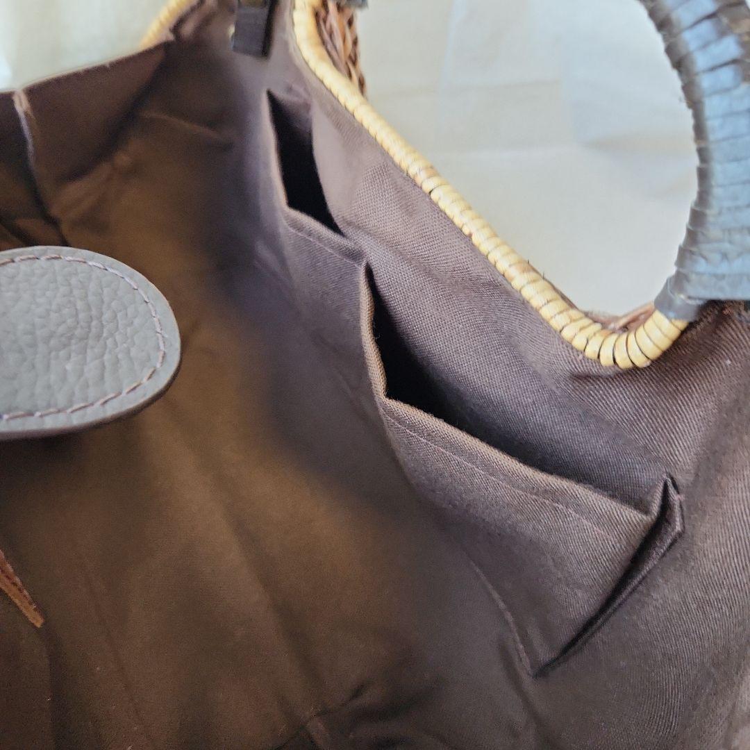 未使用　アテンペ　かごバッグ　ラタン　レザー