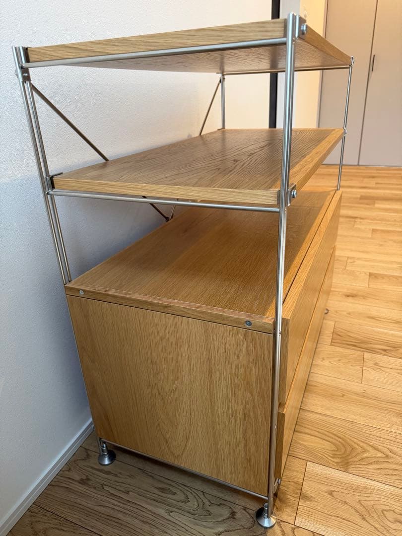 【美品】無印良品　ステンレスユニットシェルフ　引き出し付き