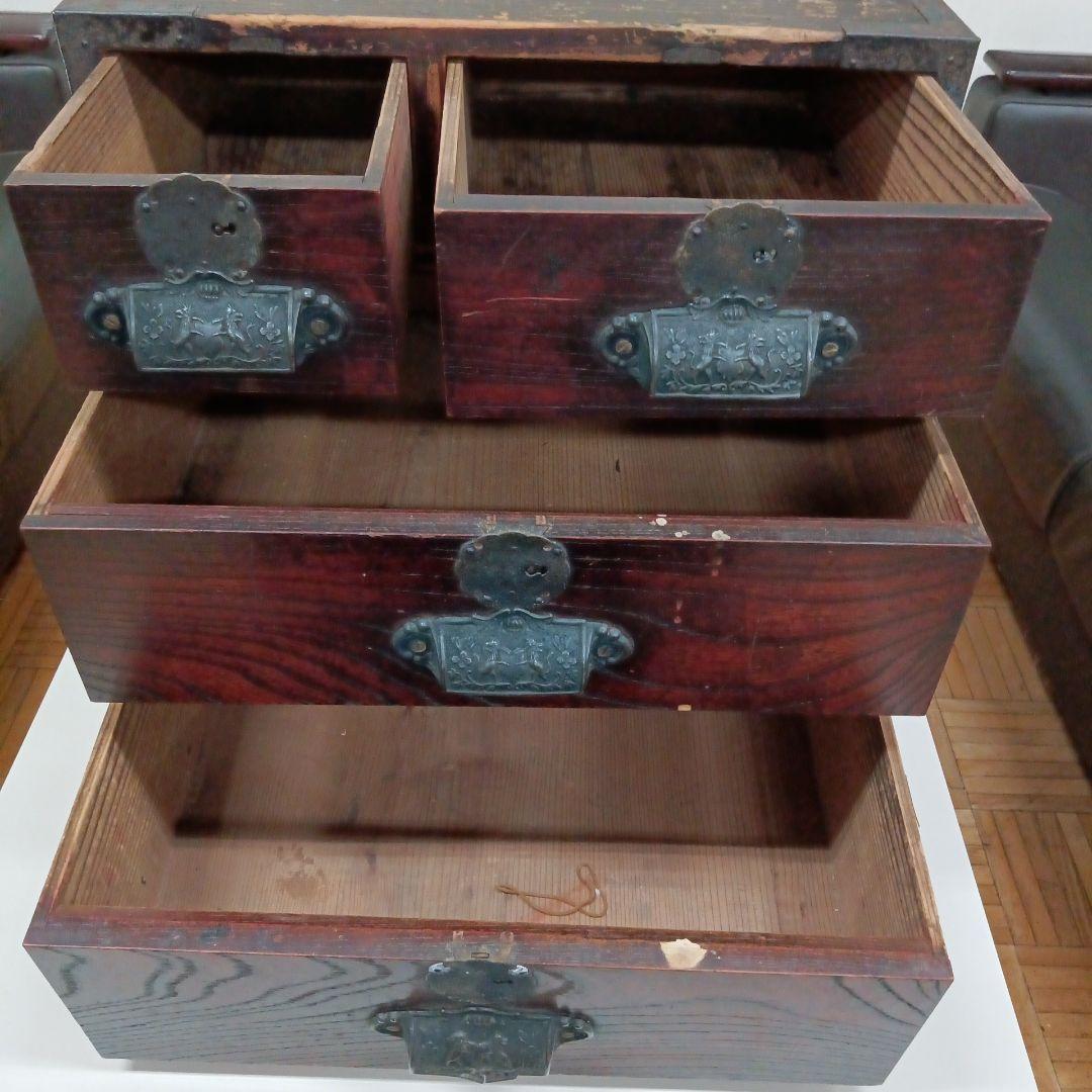 ◆年代物　小箪笥　アンティーク　和風木製箪笥 　3段