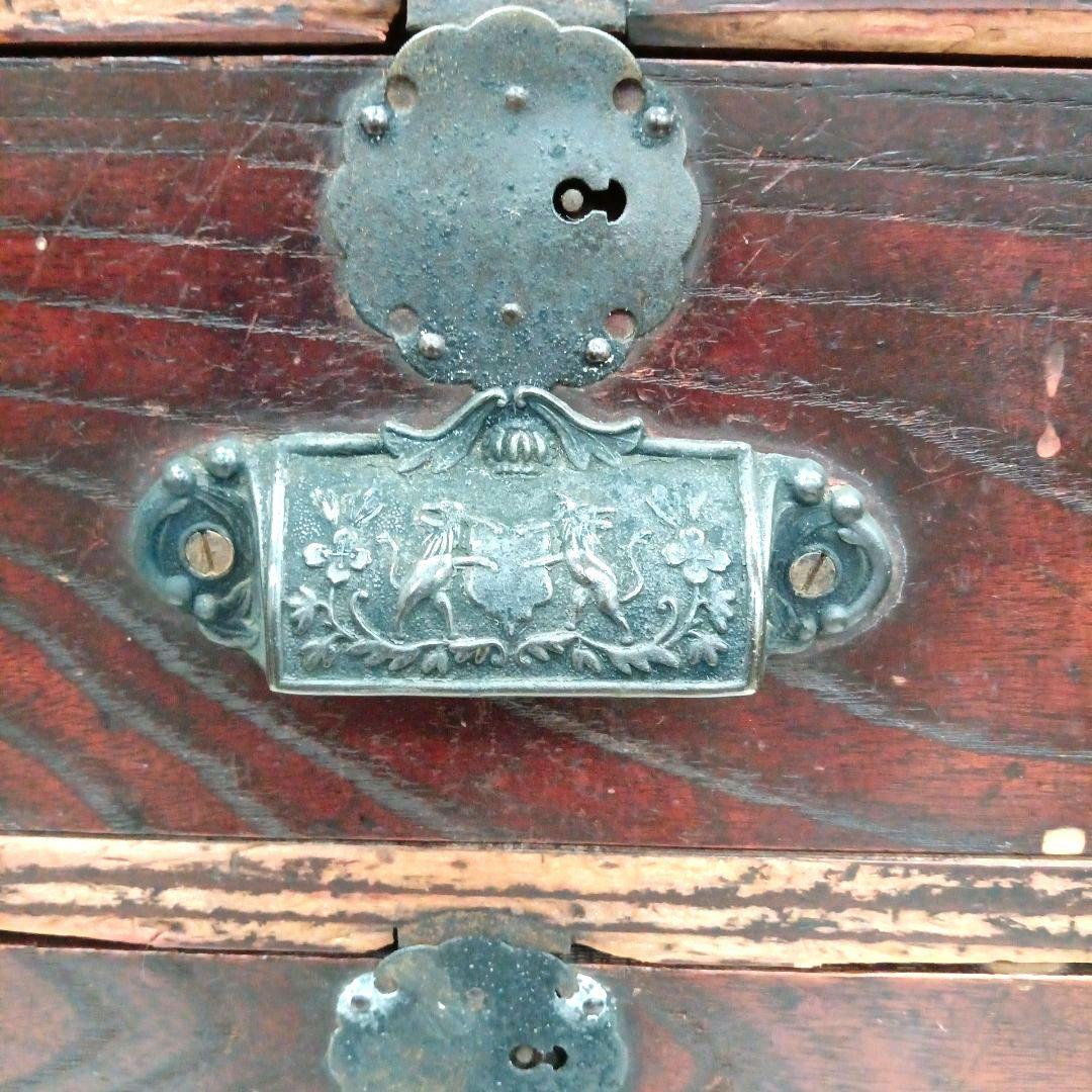 ◆年代物　小箪笥　アンティーク　和風木製箪笥 　3段