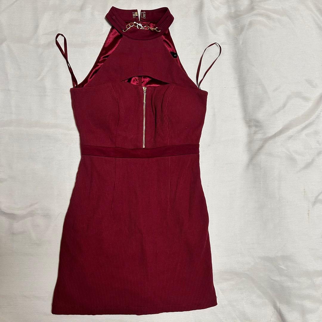 Robe de Fleurs バーガンディ タイトドレス