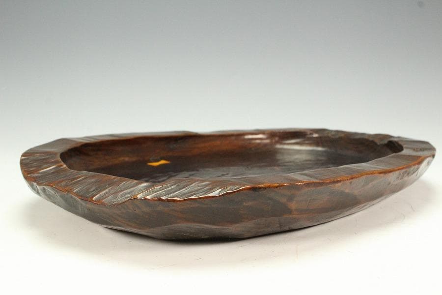 老松 古材 刳り貫き 楕円形 盆 煎茶 詫び寂(K-RC950)