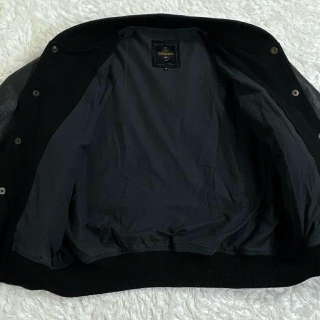 DOMON ドモン スタジャン ブラック 黒 袖レザー デカロゴ M