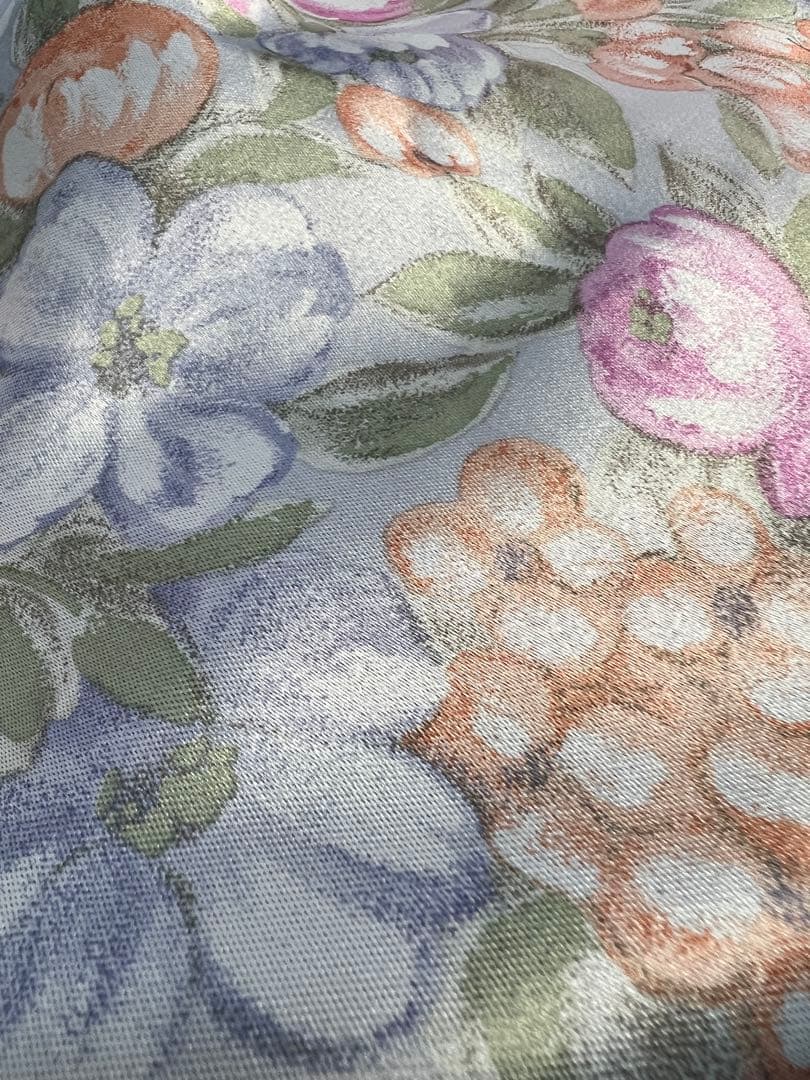 花柄 光沢カーテン