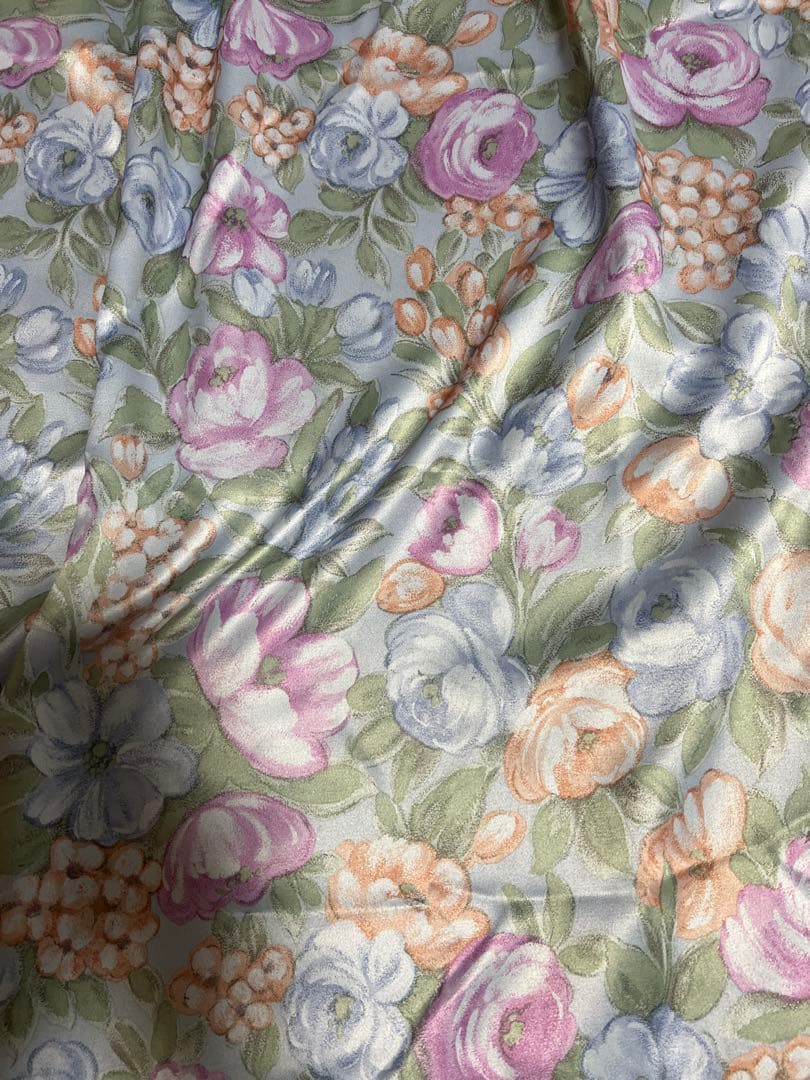 花柄 光沢カーテン