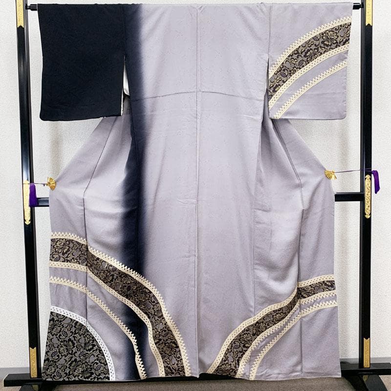 601mh6☆付下げ・訪問着 ドレッシー 花唐草 レース モノトーン☆美品