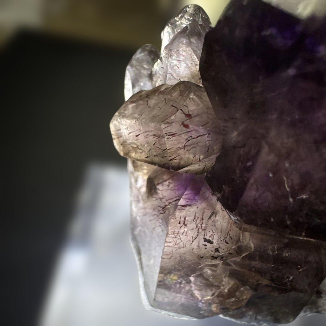 【極上品】スーパーセブン原石 クラスター 紫水晶系 希少原石　台座付