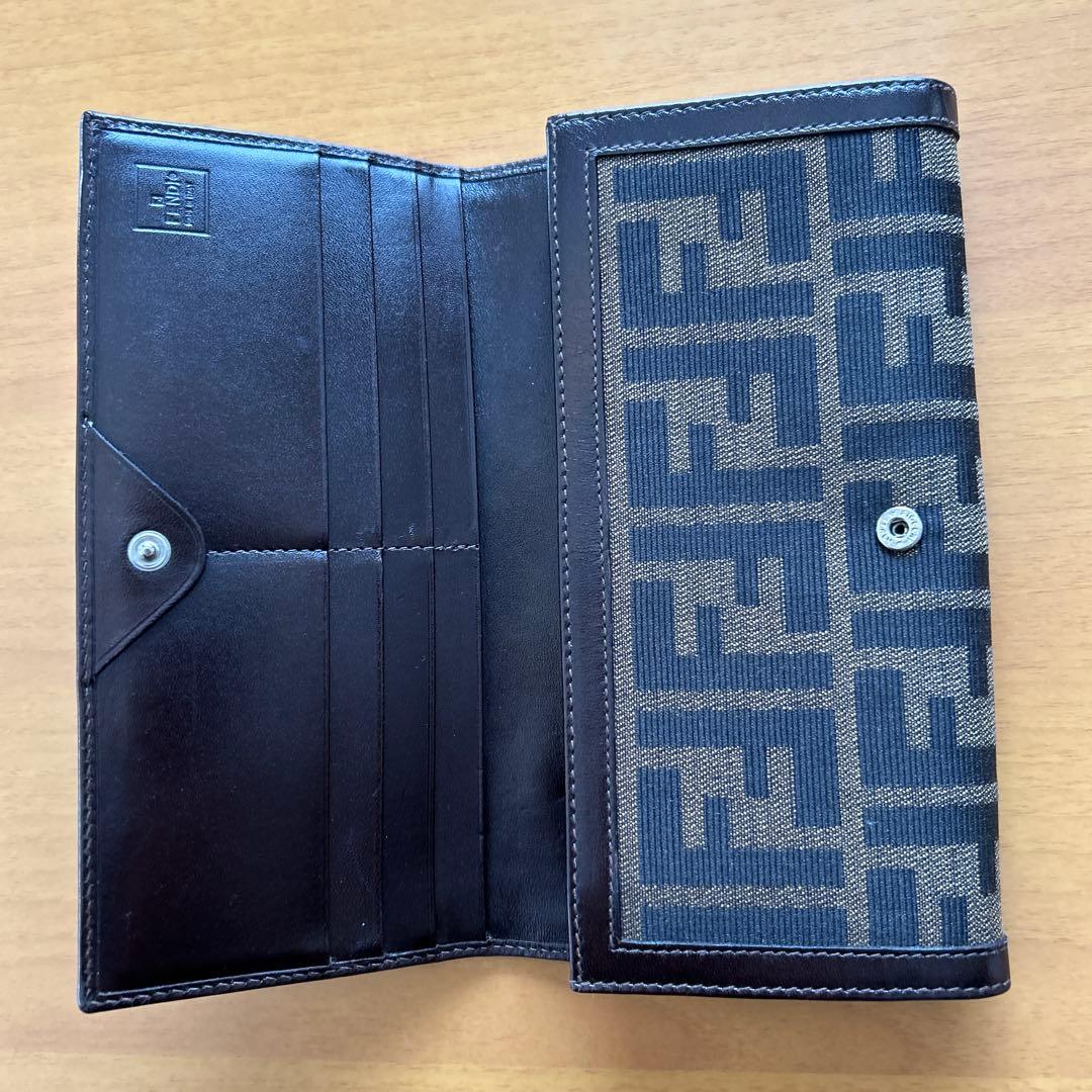Fendi ロゴプリント 長財布 グレー/ブラック