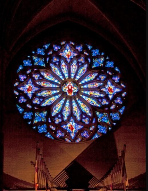 大型 セント・ジョン・ザ・ディヴァイン大聖堂 ヴィンテージステンドグラス バラ窓