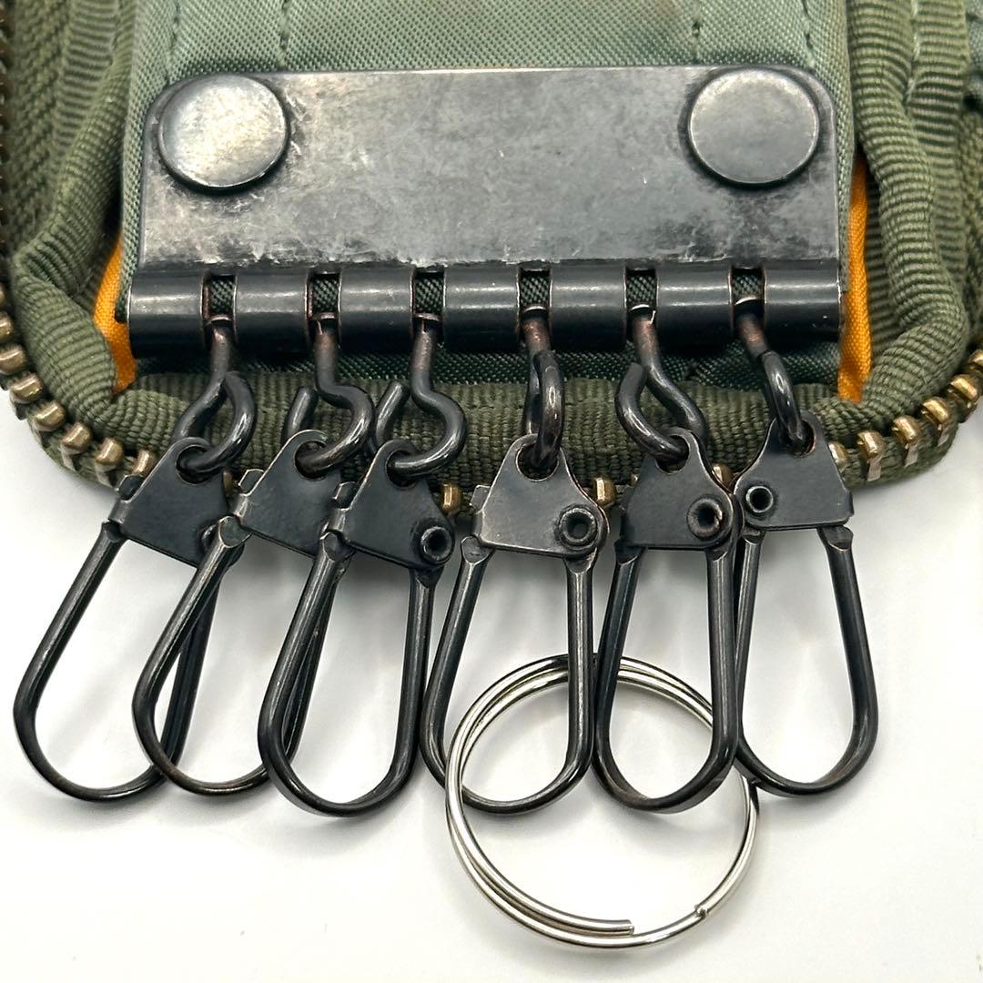 【良品】PORTER ポーター タンカー 6連 キーケース ラウンドジップ 緑