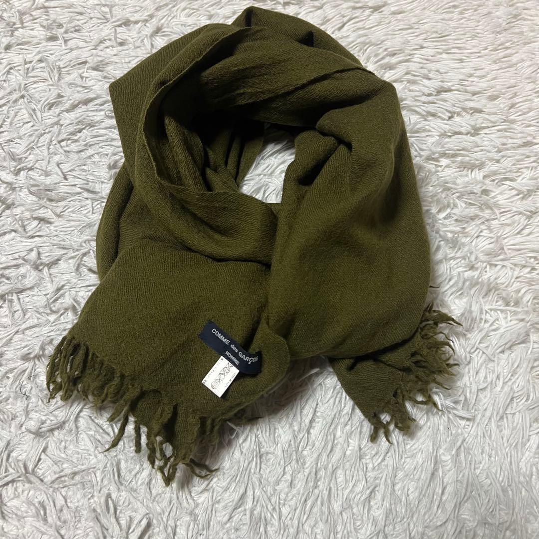 【希少】コムデギャルソンオム　ウール縮絨マフラー　カーキ グリーン　ストール