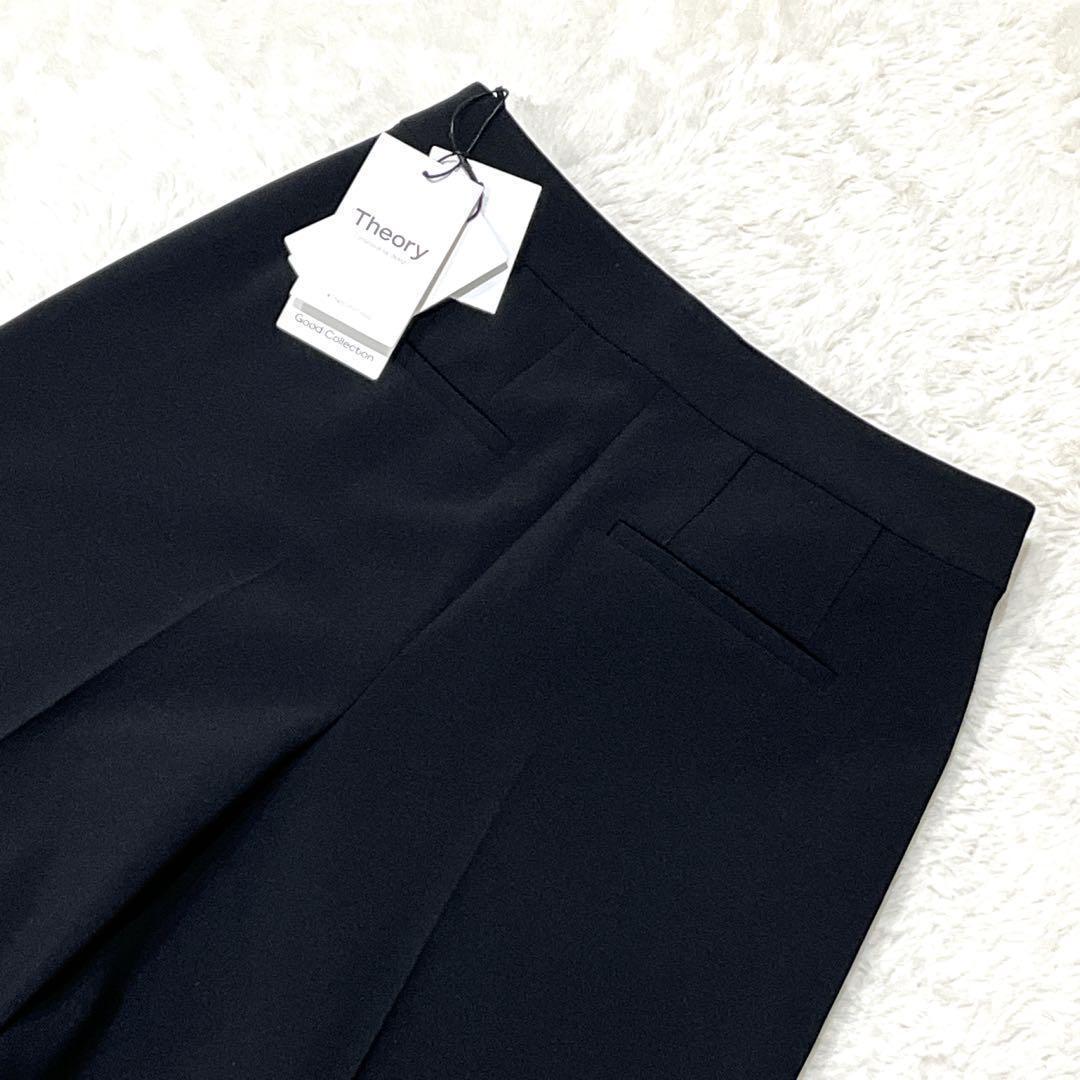 【新品タグ付 現行 サイズXL】セオリー ワイドクロップドパンツ ブラック