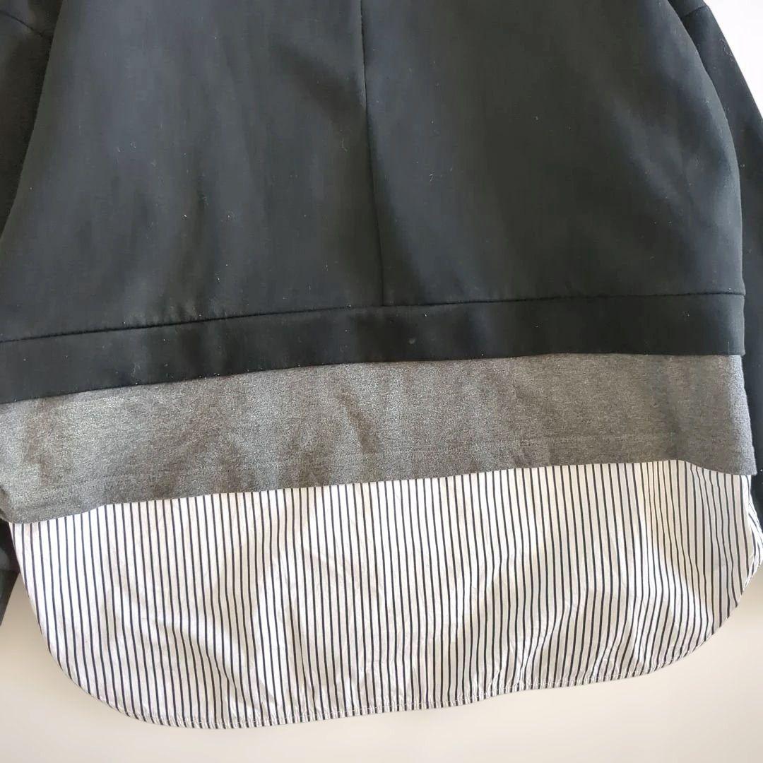 エンフォルド ドッキング レイヤード スウェット シャツ ストライプ 黒 38