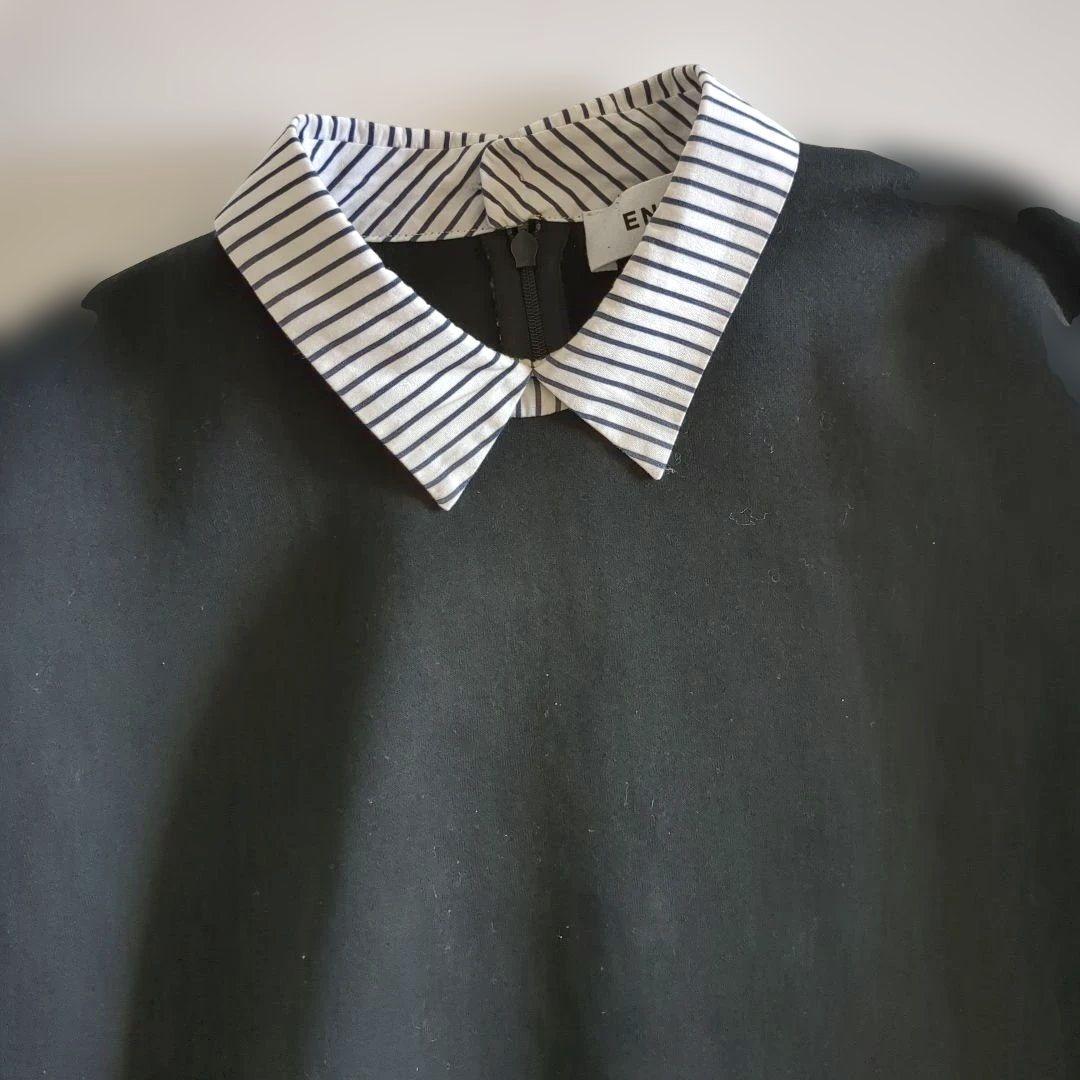 エンフォルド ドッキング レイヤード スウェット シャツ ストライプ 黒 38