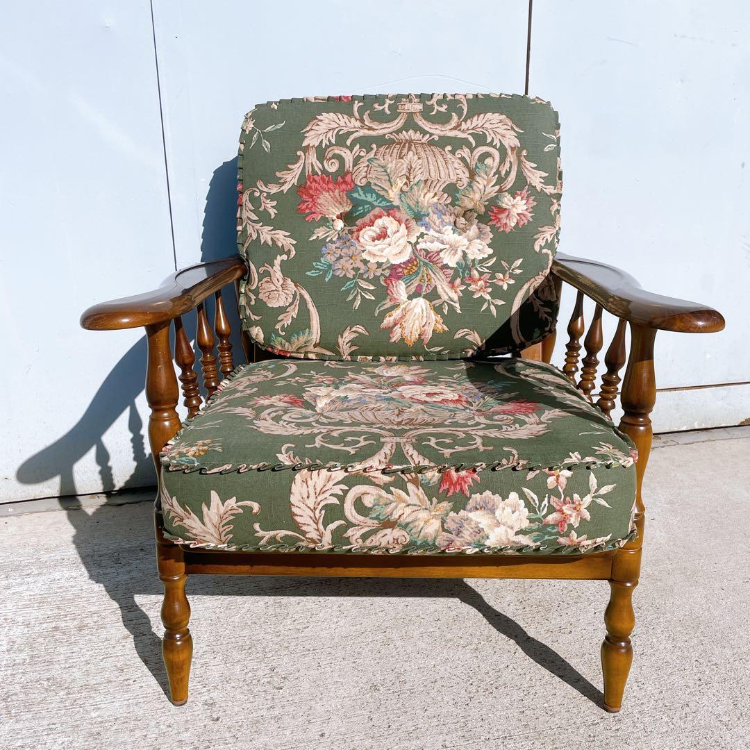 【美品】karimoku カリモク アームソファ コロニアル フリージアグリーン