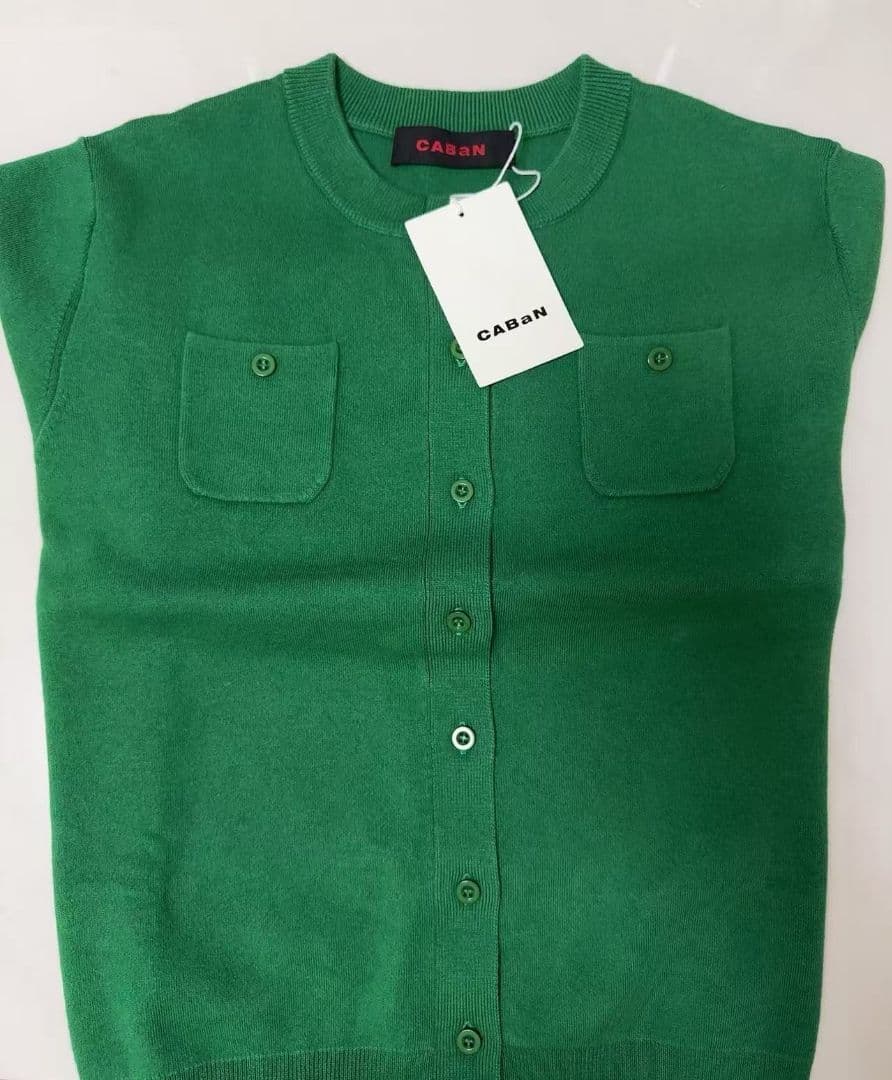 未使用品 CABaNコットンカシミヤ クルーネックカーディガン　Sサイズ