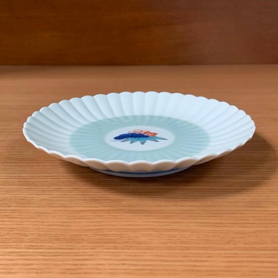 伊万里焼 畑萬陶苑：青磁掛分松竹梅文 菊割6.5寸皿 5枚組セット☆