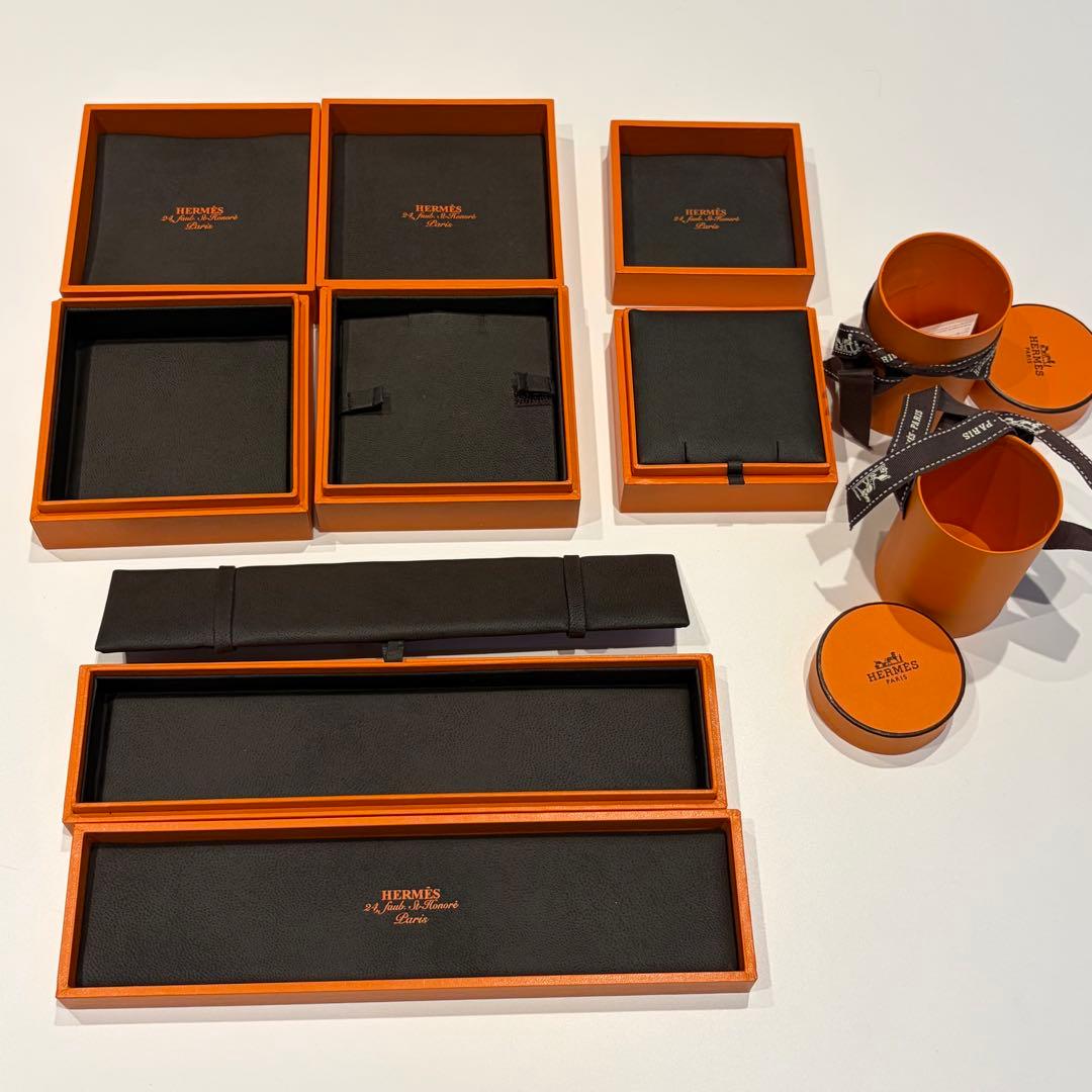 HERMES特大オレンジボックス23箱高級木箱ショッパー袋46枚巾着袋1袋まとめ