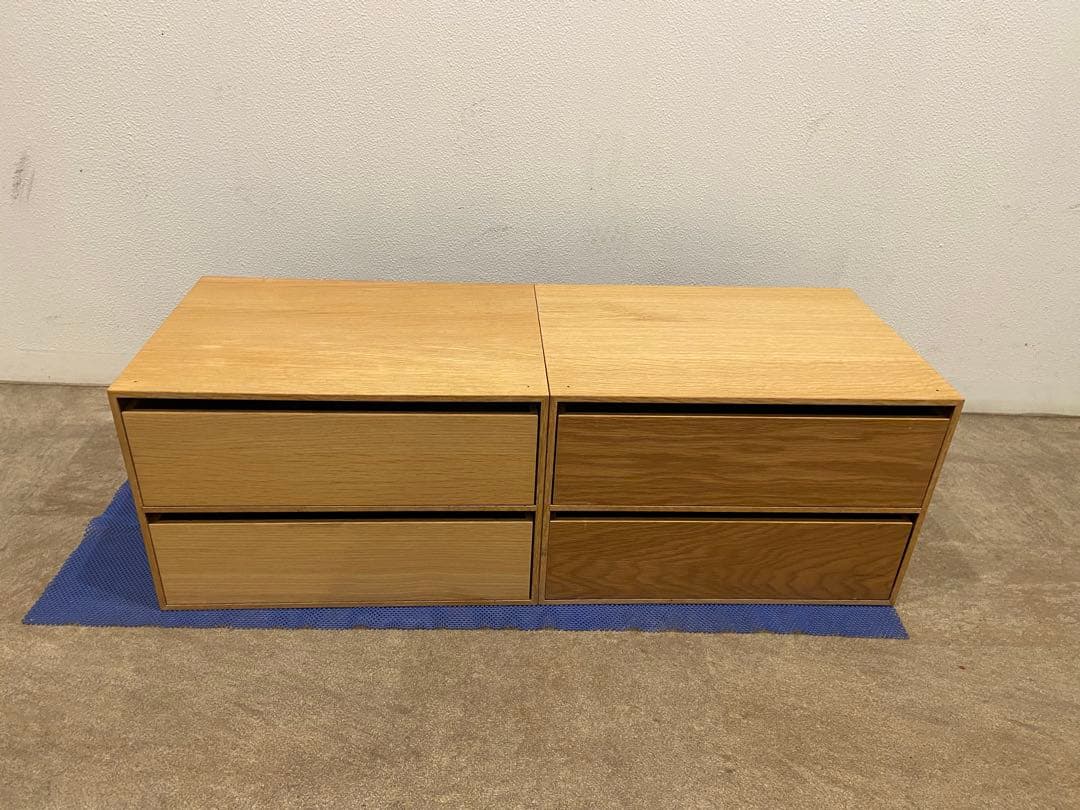 ☘️送料無料⭐️美品⭐️２つセット⭐️廃盤⭐️木製収納ケース⭐️無印⭐️引出式・２段・ワイド