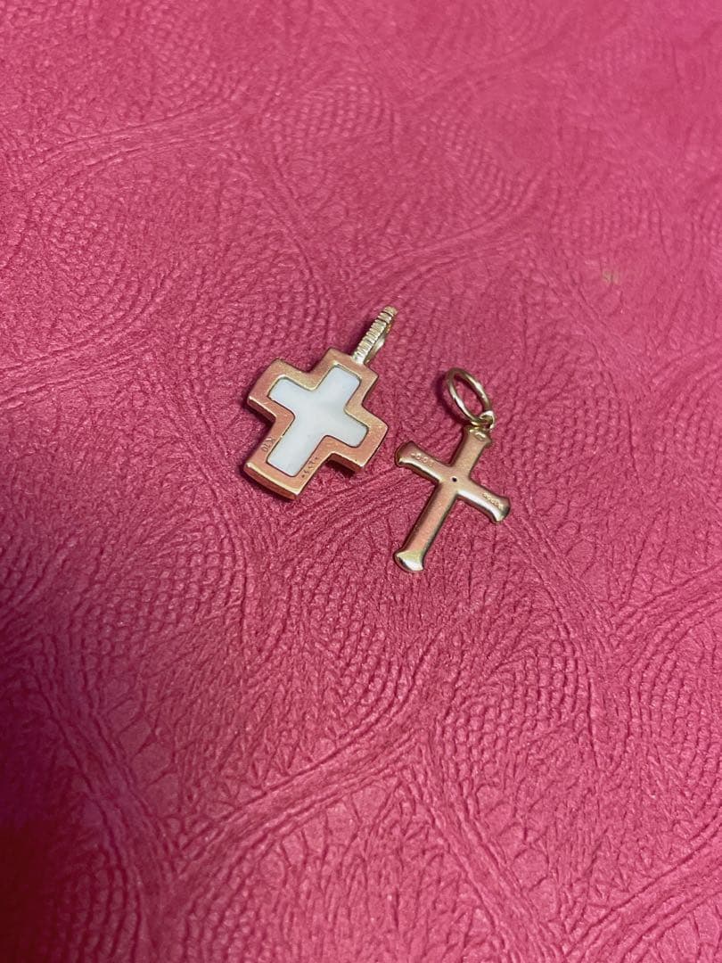 2つ！　ageteK10コンクシェル クロス　ネックレスチャーム 美品
