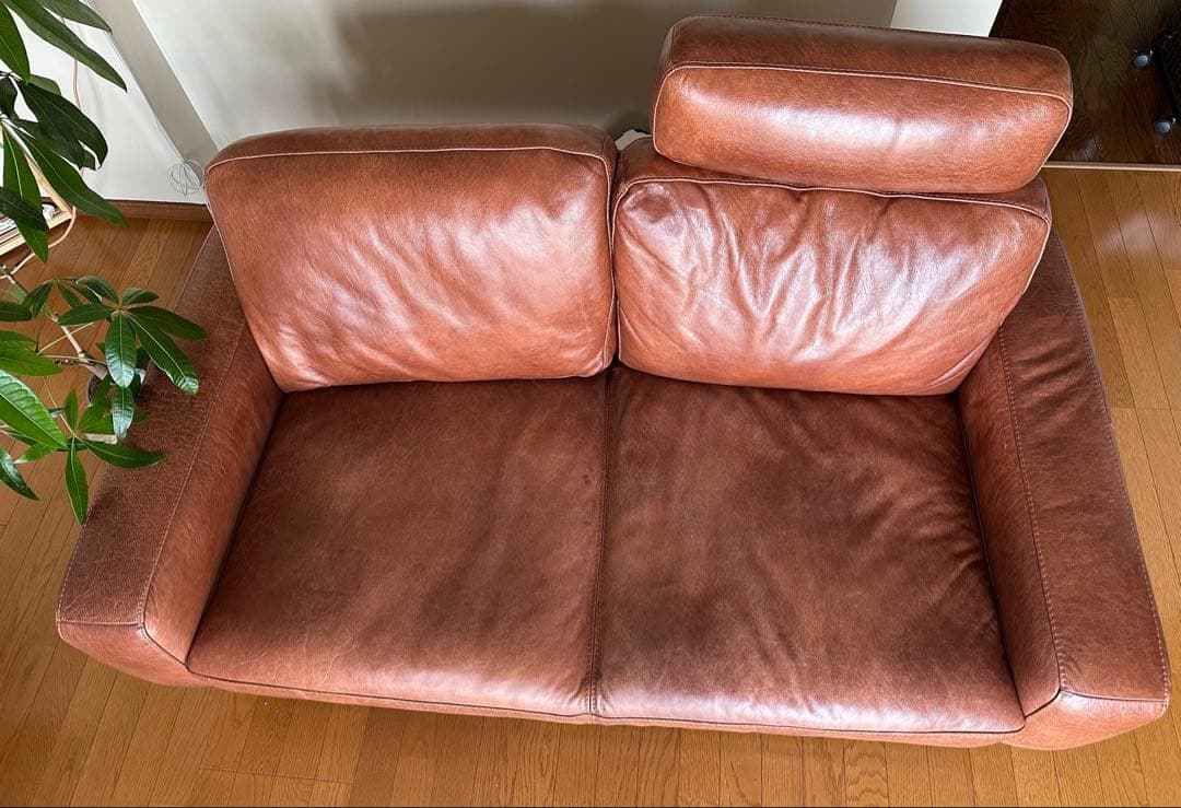 【unico】suabi レザーソファ 2.5シーター ヘッドレスト付き