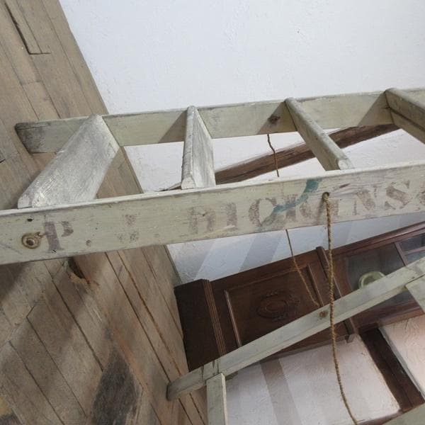 イギリス アンティーク 家具 木製ラダー ステップ はしご ペイント 6119e