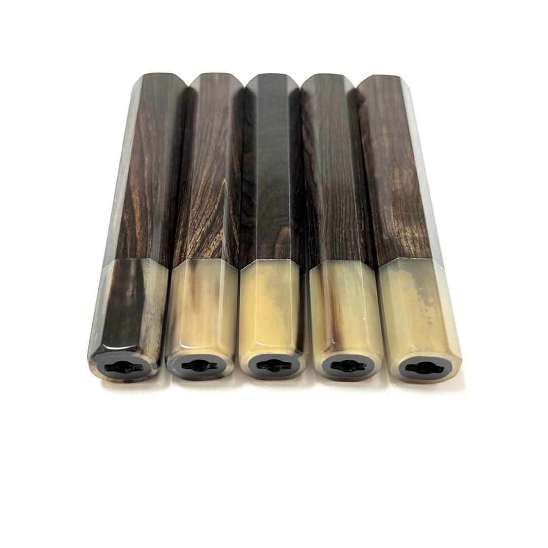 5本セット 白水牛角 フグ引き270 黒檀八角柄 フグ引き9寸 手作り 包丁柄