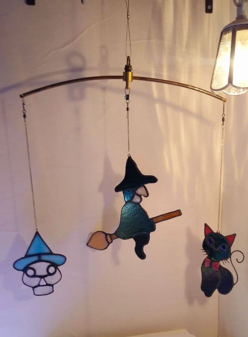 ステンドグラス　ハロウィンモチーフのモビール(よりどり3点)