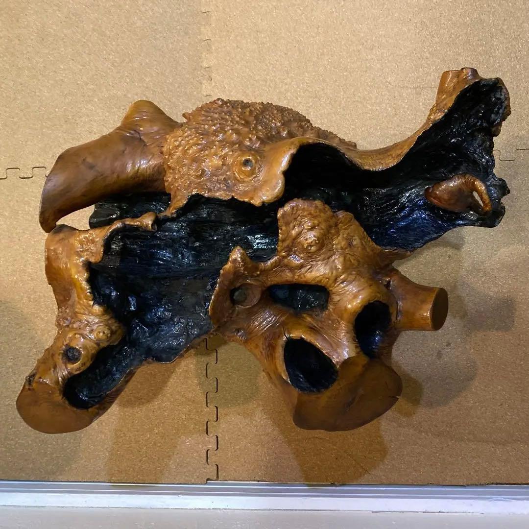 特上　桑の木の置物と置物台　木工　工芸品　ハンドメイド