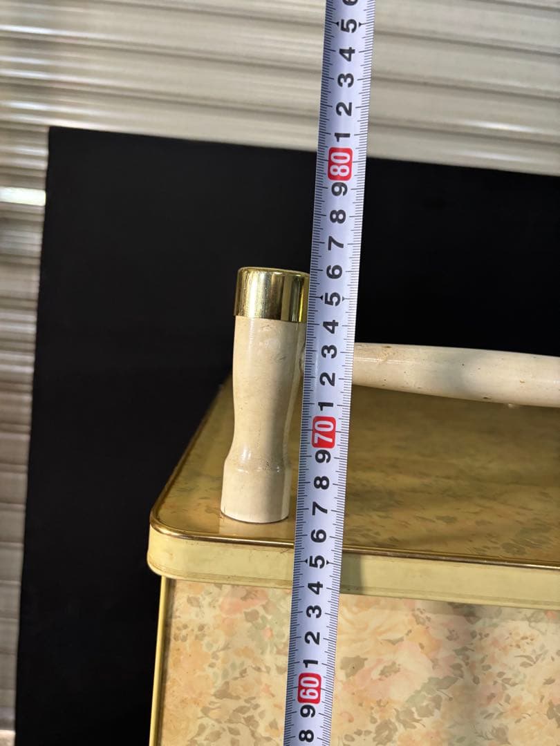 昭和レトロ キッチンワゴン 中古品 花柄 絶版 ガラス戸 アンティーク 家具