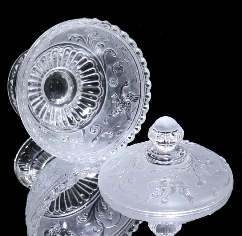 オールド・バカラ 美術館級 ジャポニスム 大型 蓋物 フロスト加工 小物入れ