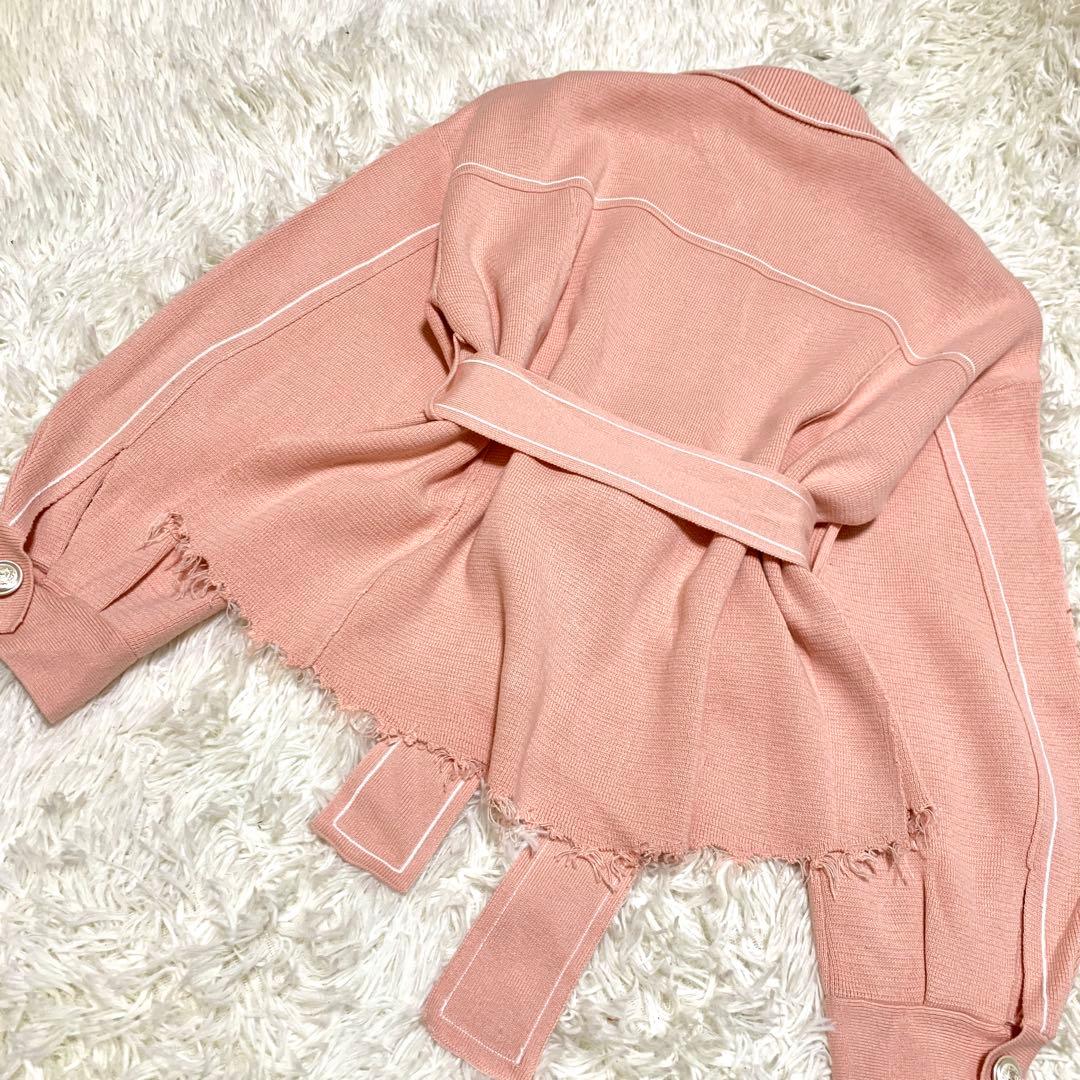 美品✨2025AW 今季完売 ミラノリブ ニットワークジャケット ベルト ピンク