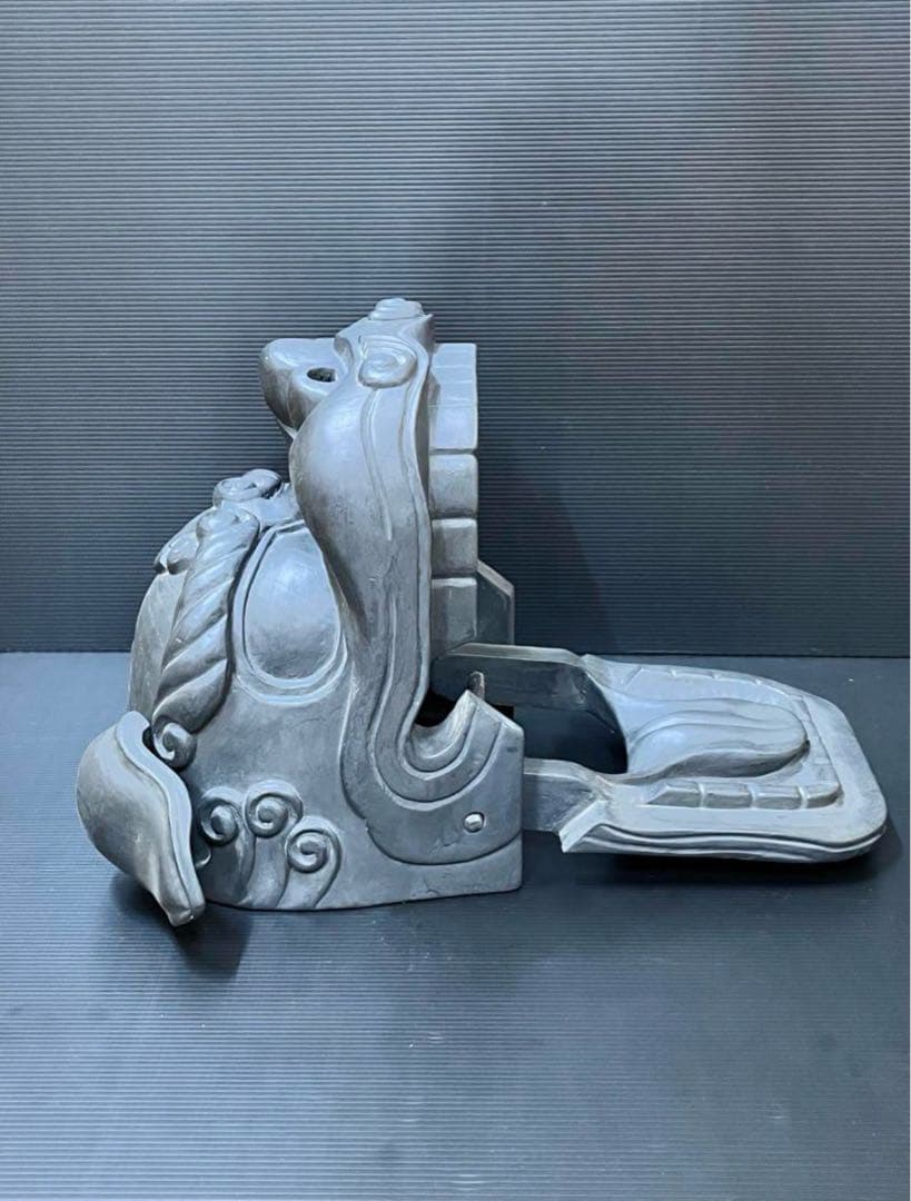 獅子頭　獅子舞　木製獅子頭　黒獅子頭　３０センチ越え　獅子頭置物　魔除け置物