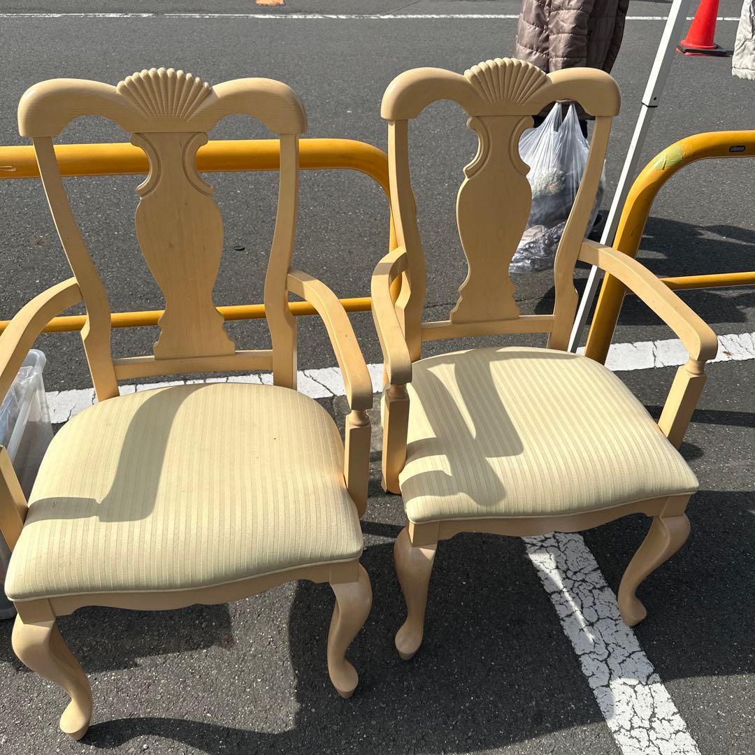 クリーム色 木製 クラシックチェア 2脚セット大塚家具リンホーリン　アメリカ製