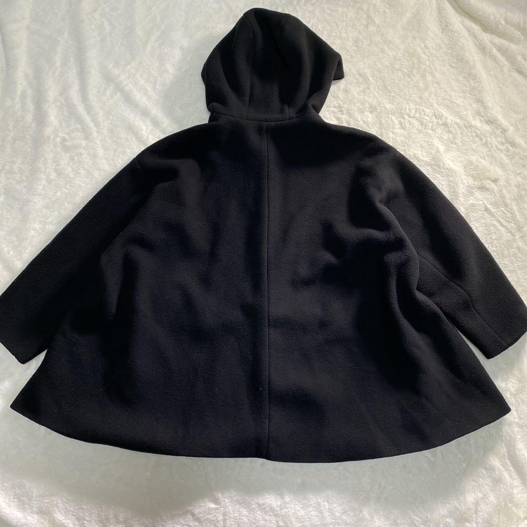 ☆E2-020 eLLa ボンディングフーディコート 黒 テントコート ゆるだぼ