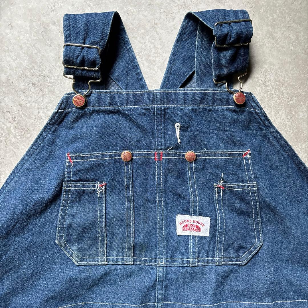 USA製 ROUND HOUSE デニムオーバーオール W56L30 超ビック