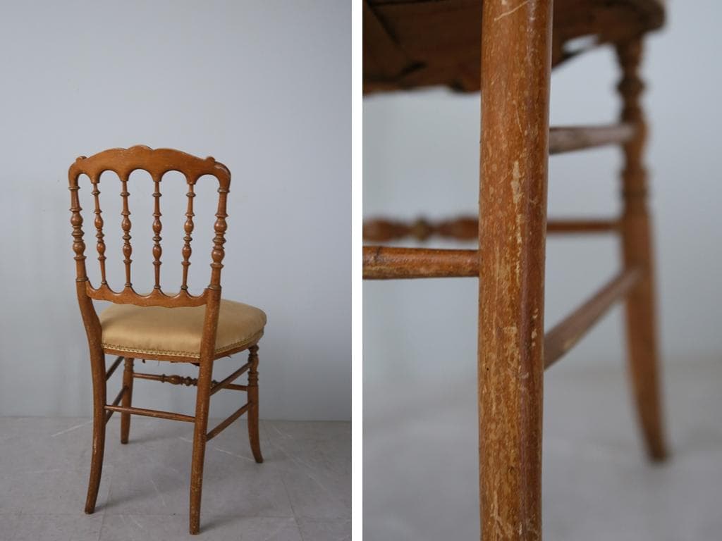 フランスアンティーク木製ナポレオンチェア/ダイニングイス椅子(90-219-1)