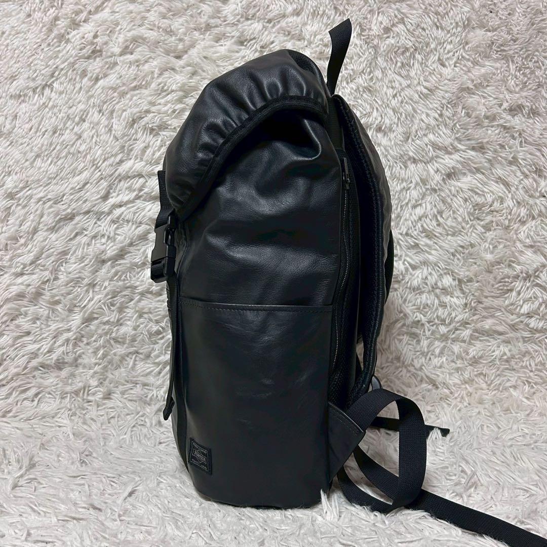 未使用級✨PORTER ポーター アルーフ リュック レザー ロゴ ブラック