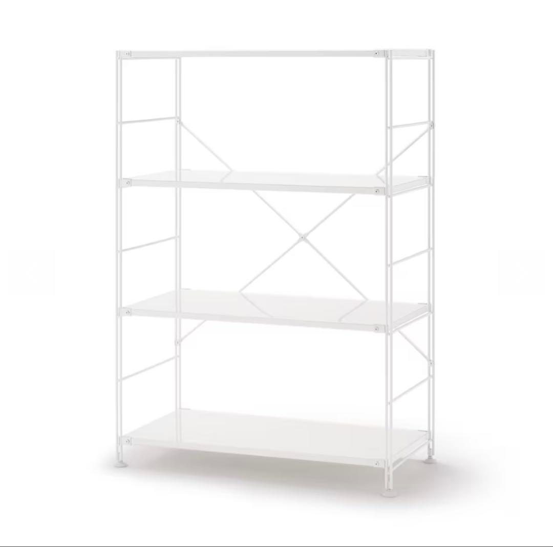 【良品】 無印良品 スチールユニットシェルフ スチール棚セット 中 ワイド 4段