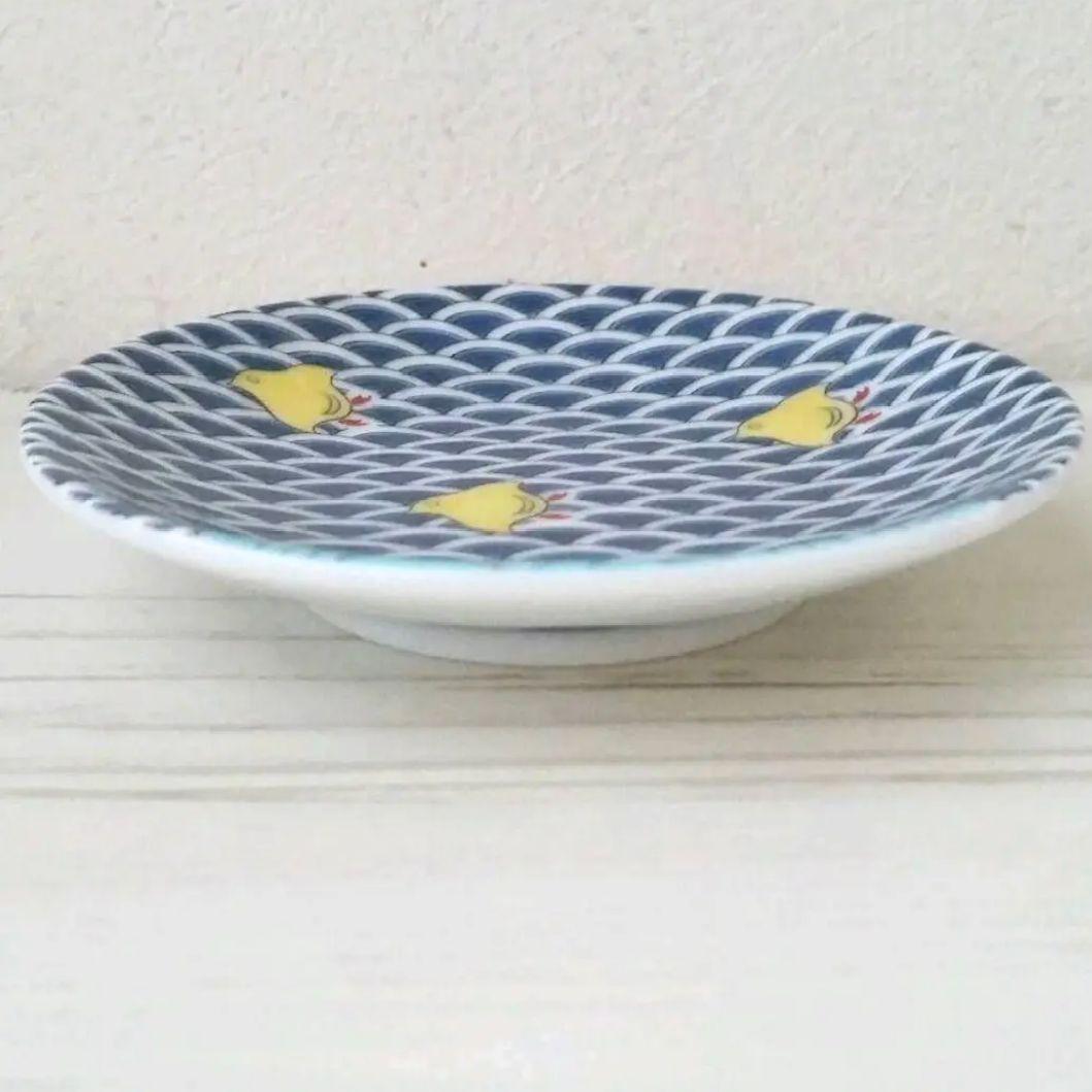 新品　九谷焼　縁起豆皿　千鳥