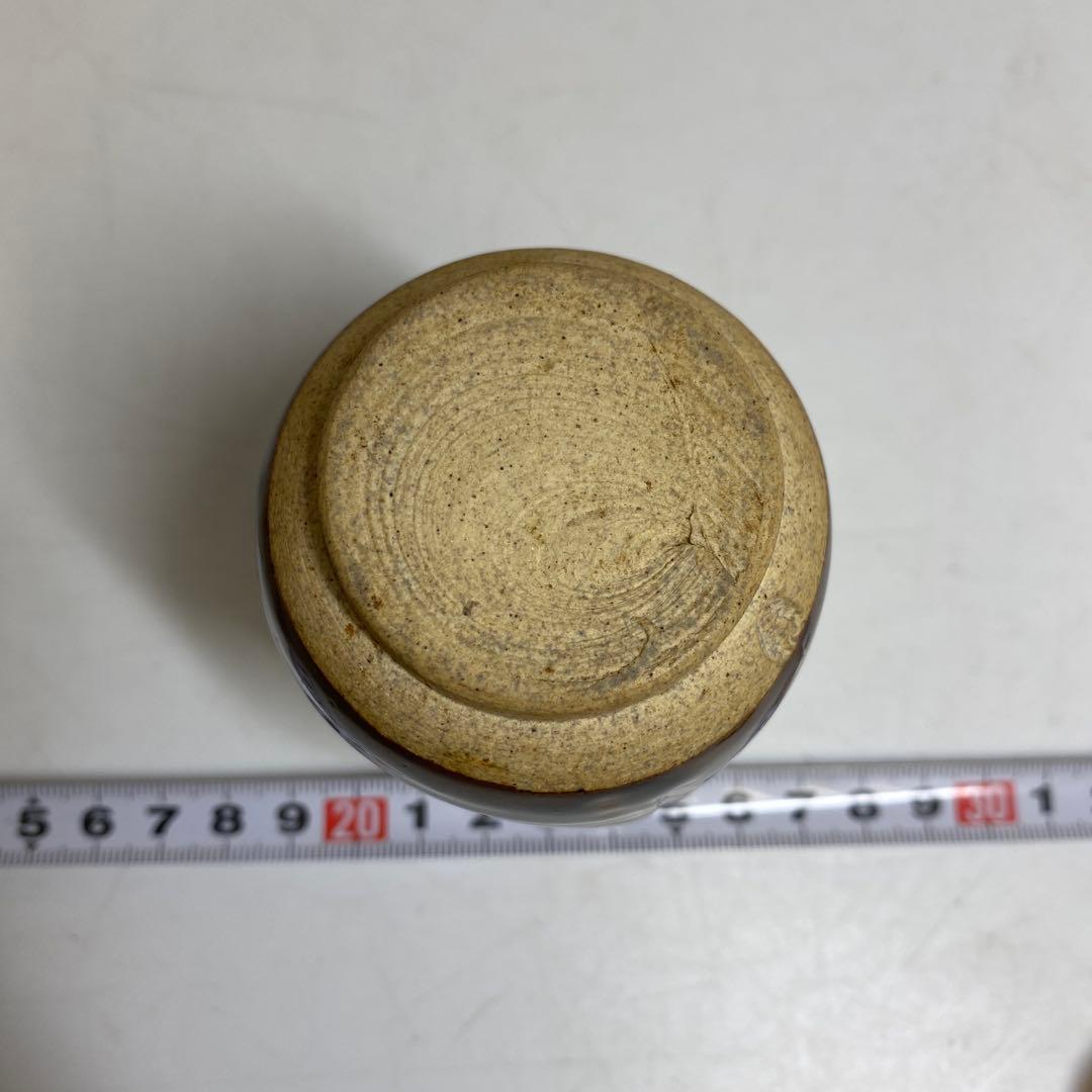 ☆茶3膳所焼 利休瀬戸写茶入 共箱　 高さ約9.5cm 東R8-0213①