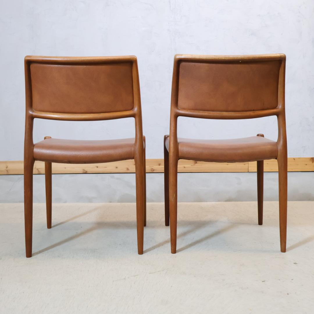 デンマーク J.L.Moller チーク材 No.80 ダイニングチェア 2脚