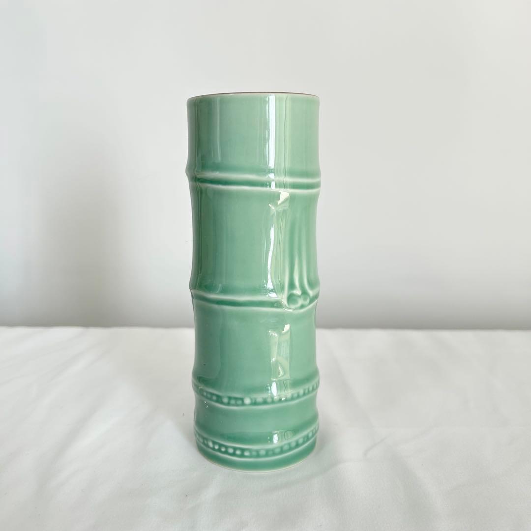 【未使用保管品】深川製磁 青磁 花瓶 竹 有田焼