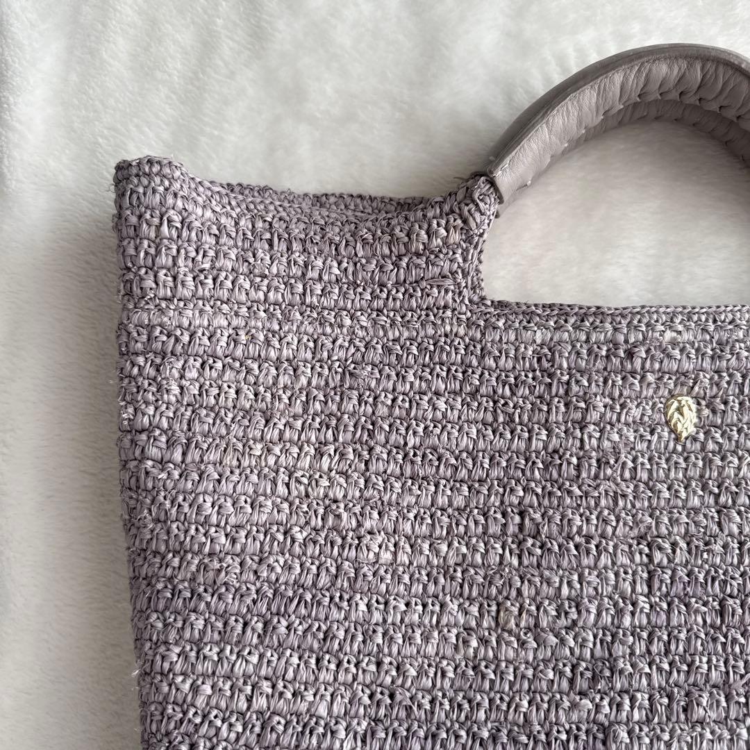 ヘレンカミンスキー ラフィア バッグ グレー パープル